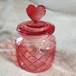 FESTIVE CHOICE HEART DECORATIVE GLASS JAR! BRAND NEW!